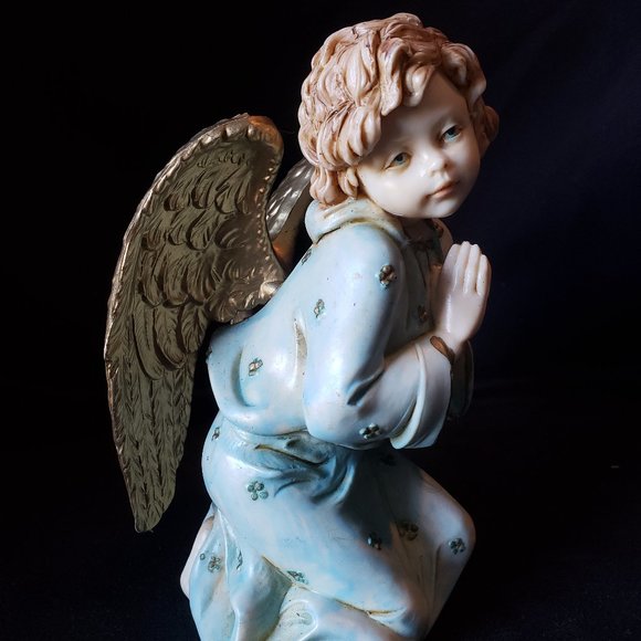 SOLD VTG Kneeling Angel (Depose Italy - Blue) - Picture 1 of 5
